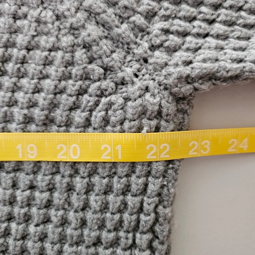 LL Bean Signature Mens Sweater Large Gray Merino Cashmere Shawl Chunky Knit Prep